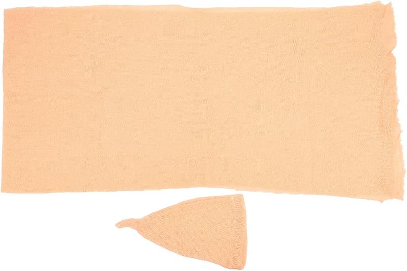 Orange Baby Photography Props Mohair Knitted Hat And Wrap Set Newborn Photo Shoot Outfit - Image 1